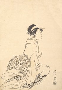 Une femme agenouillée - Chokosai Eisho