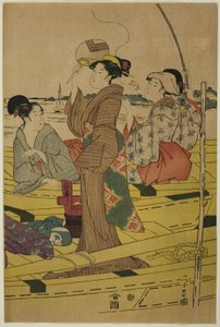 Femmes sur un bateau de pêche - Chokosai Eisho