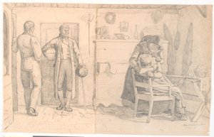 Le menuisier apportant le cercueil à l