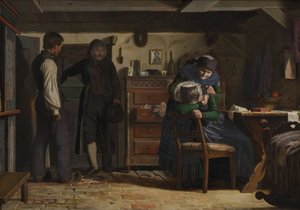Le charpentier du village apportant un cercueil pour un enfant mort - Christen Dalsgaard
