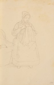 Une nourrice assise près d