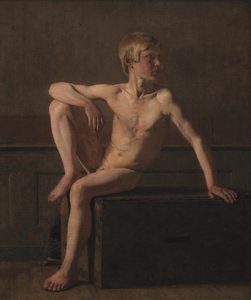 Figure nue. Garçon assis