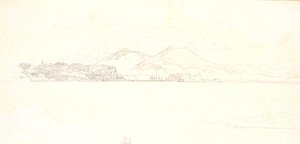 Vue de la baie de Naples depuis la Villa Reale. En arrière-plan, le Vésuve - Christen Købke