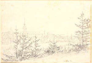 Église Saint-Knud à Odense vue de Munkemose - Christen Købke