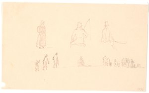 Deux rangées de croquis de figures - Christen Købke