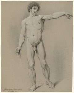 Nu masculin debout, de face, le bras gauche tendu vers la gauche - Christiaan Andriessen