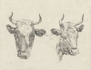 Deux têtes de vaches - Christiaan Godfried Schutze van Houten