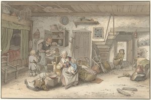 Intérieur avec famille de paysans - Christiaan Josi