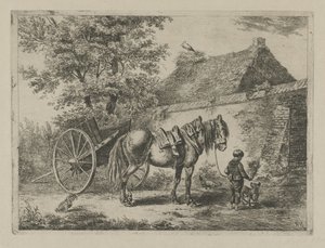 Garçon avec un cheval et un chien - Christiaan Wilhelmus Moorrees