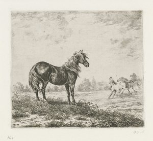Paysage avec trois chevaux - Christiaan Wilhelmus Moorrees