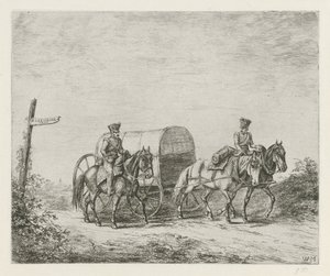 Deux soldats à cheval en route