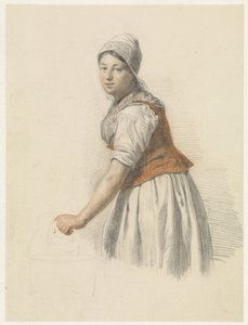Femme debout avec un seau, vers la gauche - Christiaan van Geelen jr.