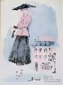 Planche de mode par Christian Dior, illustration du magazine 