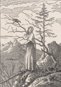 Femme avec un Corbeau Die Frau mit dem Raben am Abgrund - Christian Friedrich