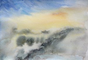 Temple dans les nuages, 2015 (aquarelle sur papier) - Christian Furr