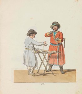 Vendeur de kissel et cocher manorial De la série Les colporteurs de Saint-Pétersbourg, 1799 - Christian Gottfried Heinrich Geissler