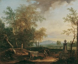 Paysage avec piédestal - Christian Hilfgott Brand