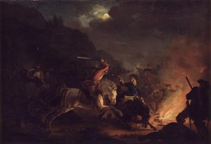 Escarmouche nocturne entre cavalerie norvégienne et suédoise - Christian Holm