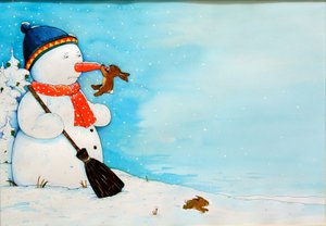 Bonhomme de neige avec petit lapin, 2012