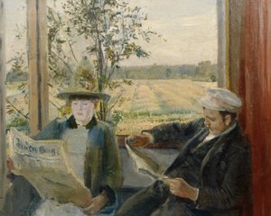 Oda lisant le journal Verdens Gang - Christian Krohg