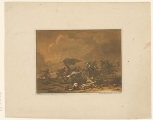 Combat entre cavaliers et soldats à pied