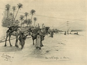Conducteurs de chameaux sur les rives du Nil à Assouan, Égypte, 1898 - Christian Wilhelm Allers