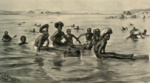 Hommes dans le Nil au Premier Cataracte, Égypte, 1898 - Christian Wilhelm Allers
