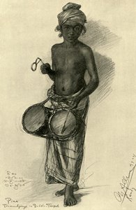 Pina - garçon tambour dans un temple bouddhiste, Kandy, Ceylan, 1898 - Christian Wilhelm Allers