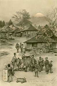 Village près du mont Fuji, Miyanoshita, Japon, 1898 - Christian Wilhelm Allers