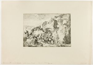 Troupeau passant par une arche de roche - Christian Wilhelm Ernst Dietrich