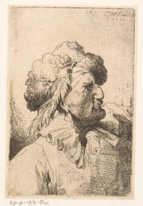 Homme avec bonnet de fourrure et plume - Christian Wilhelm Ernst Dietrich