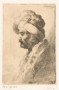 Homme regardant en bas avec un bonnet de fourrure - Christian Wilhelm Ernst Dietrich