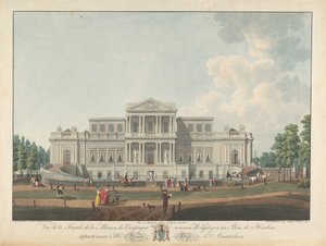 Welgelegen : Vue de la façade de la maison de campagne nommée Welgelegen au Bois de Harlem, appartenant à M. Henry Hope d