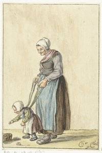 Mère apprenant à marcher à son enfant
