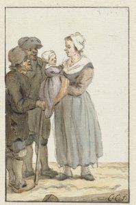 Femme avec enfant près de deux hommes - Christina Chalon