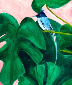 Feuille de monstera « Tropical Bird » - Christine Lindstrom