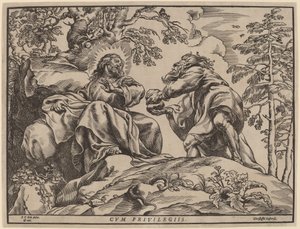 La tentation du Christ par le diable - Christoffel Jegher after Sir Peter Paul Rubens