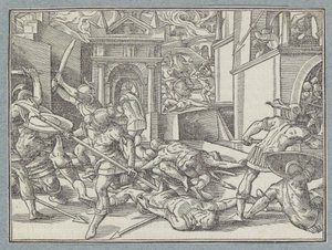 Soldats combattant dans une ville - Christoffel van Sichem (I)