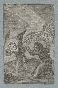 Ange avec une lanterne montrant le chemin à un enfant - Christoffel van Sichem (II)
