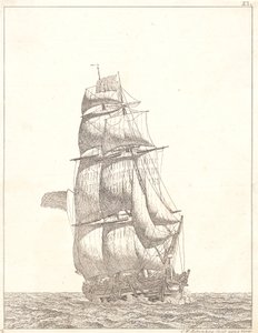 Danois :  Un brick nord-américain - Christoffer Wilhelm Eckersberg