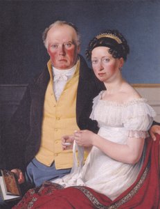 Danois :  Greve Preben Bille-Brahe og hans anden hustru Johanne Caroline, født Falbe Double portrait du comte Preben Bille-Brahe et de sa seconde épouse, Johanne Caroline, née Falbe - Christoffer Wilhelm Eckersberg