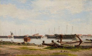 Lot de Nyholm avec la grue et quelques navires de guerre - Christoffer Wilhelm Eckersberg