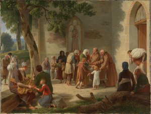 Vicelin distribuant du pain aux pauvres - Christoffer Wilhelm Eckersberg