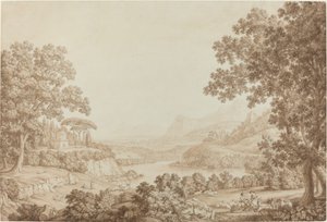 Paysage arcadien avec un mausolée - Christoph Heinrich Kniep