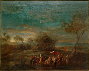 Paysage matinal avec cortège nuptial oriental - Christoph Ludwig Agricola