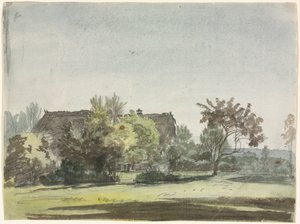 Ferme derrière des arbres, vers 1790 - Christoph Nathe
