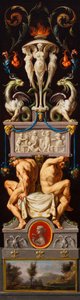 Étude pour une composition avec Ignudi et Grotesques et une Allégorie de la Sculpture - Christoph Unterberger