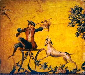 Chasseur de singes et chien de chasse