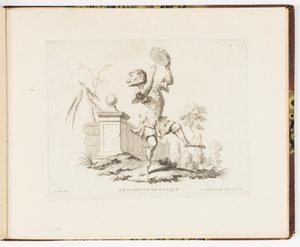 Planche 10, Le Tambour de Basque, Singeries ou différentes actions de la vie humaine représentées par des singes - Christophe Huet