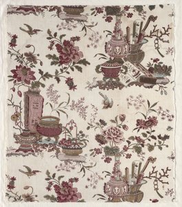Fragment de coton imprimé sur bois, vers 1780